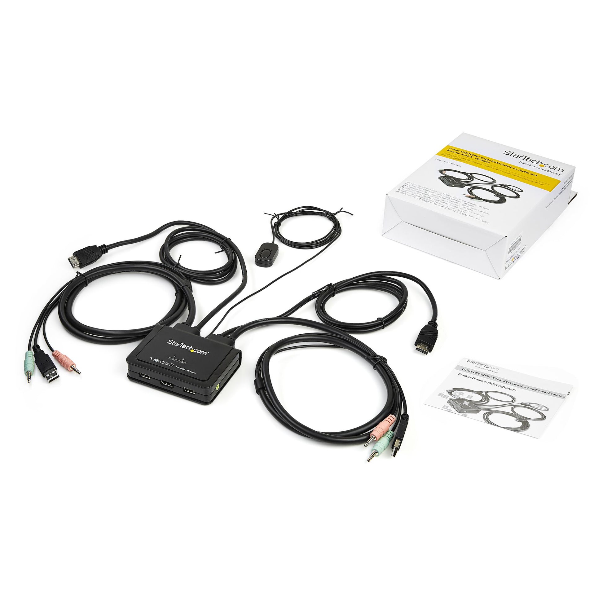 StarTech.com 2-Port HDMI KVM-Switch – 4K/60 Hz, USB 2.0-Hub, Audio, Desktop