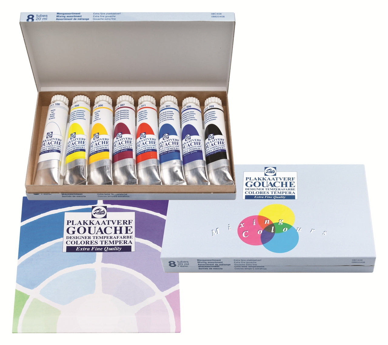 Talens Gouache – Set – 8 Farben, 8 × 20 ml, inklusive Deckweiss