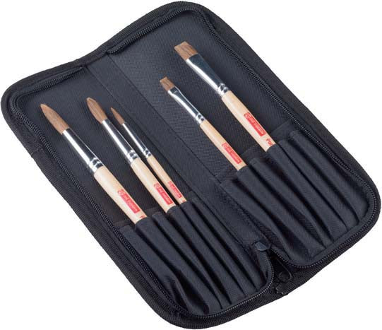 Talens Pinsel-Set – Flachpinsel, Rundpinsel, Polyester, Grössen 6/8/10/14, 5er-Set