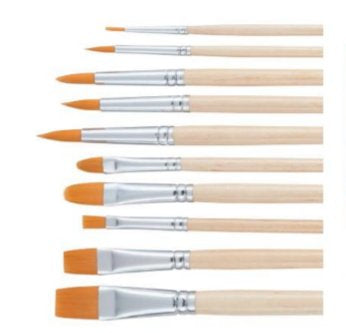 Talens 9099232M – Pinsel-Set – Sortiert (Rundpinsel, Flachpinsel, Katzenzungenpinsel), 10-teiliges Set