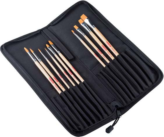 Talens Pinselmappe – Schwarz, Baumwolle, Länge 350 mm, 10er-Pack, FSC-zertifiziert, nur für trockene Pinsel