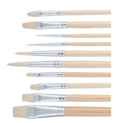 Talens Pinsel-Set – sortiert, Schweineborsten, Grössen 2/6/8/10/12/14/18, 10er-Set, für Acrylfarben
