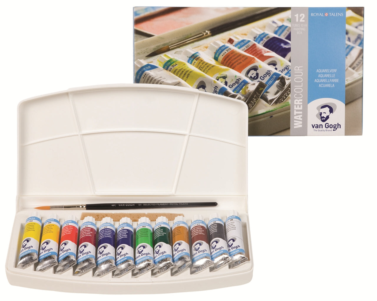 Van Gogh Aquarellfarbe – Mehrfarbig, lichtecht – 12 Farben (12×10 ml (120 ml)) Kunststoffkasten