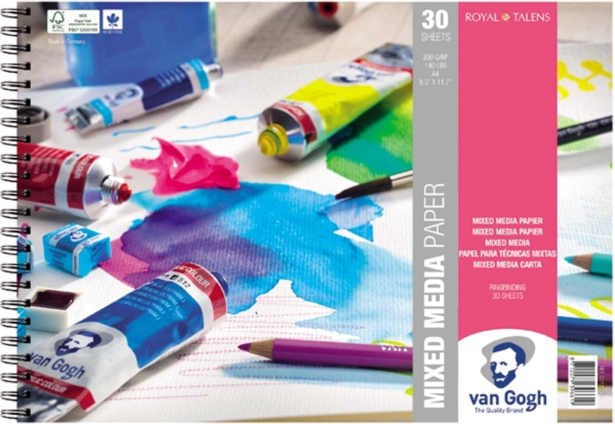 Van Gogh Mixed Media Skizzenblock, Papier, 21 × 29,7 cm, weiss, 30 Blatt
