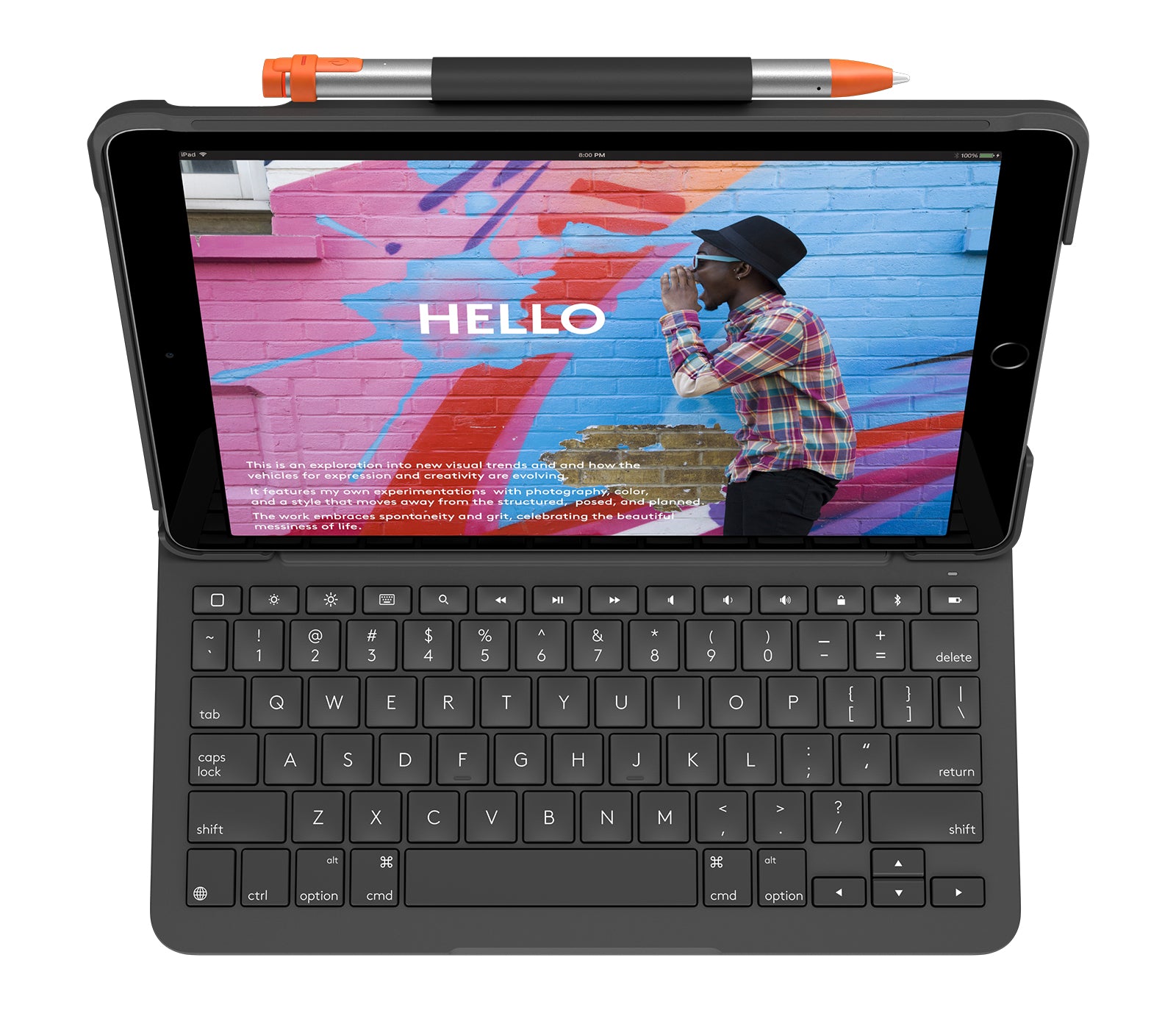 Logitech Slim Folio – Tastatur, kabellos (Bluetooth), CH-Layout (DE-CH), aufladbar, Graphit – für iPad (7. Gen)