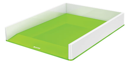 Leitz WOW – Briefkorb für A4, Polystyrol (PS), Grün/Weiss, 267 × 49 × 336 mm
