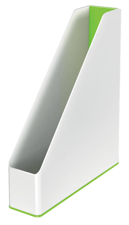 Leitz WOW Stehsammler – für A4, grün/weiss, Polystyrol (PS), B 73 × H 318 × T 272 mm