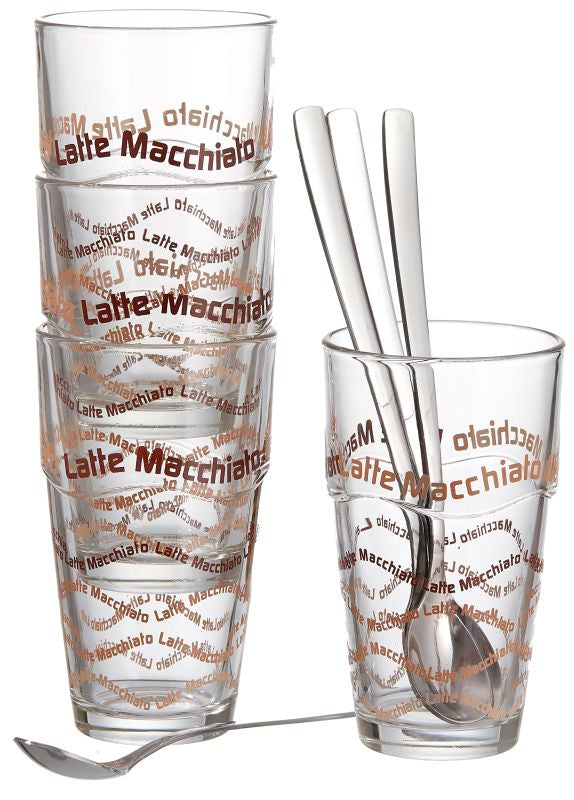 Ritzenhoff & Breker Latte Macchiato Becher Sana – 8-teiliges Set, 370 ml, Glas, spülmaschinenfest