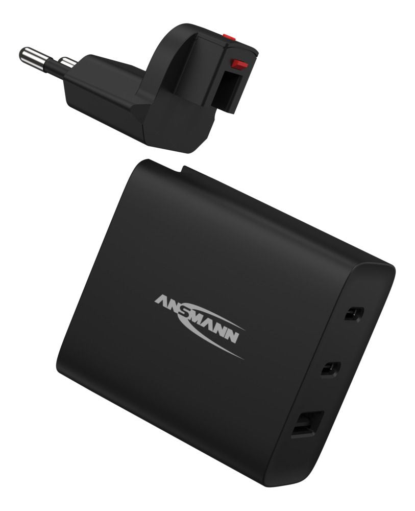 Ansmann TC315 USB-Ladegerät 15 W – USB-C×2, USB-A×1 – Wechselstecker US/UK/EU – Schwarz