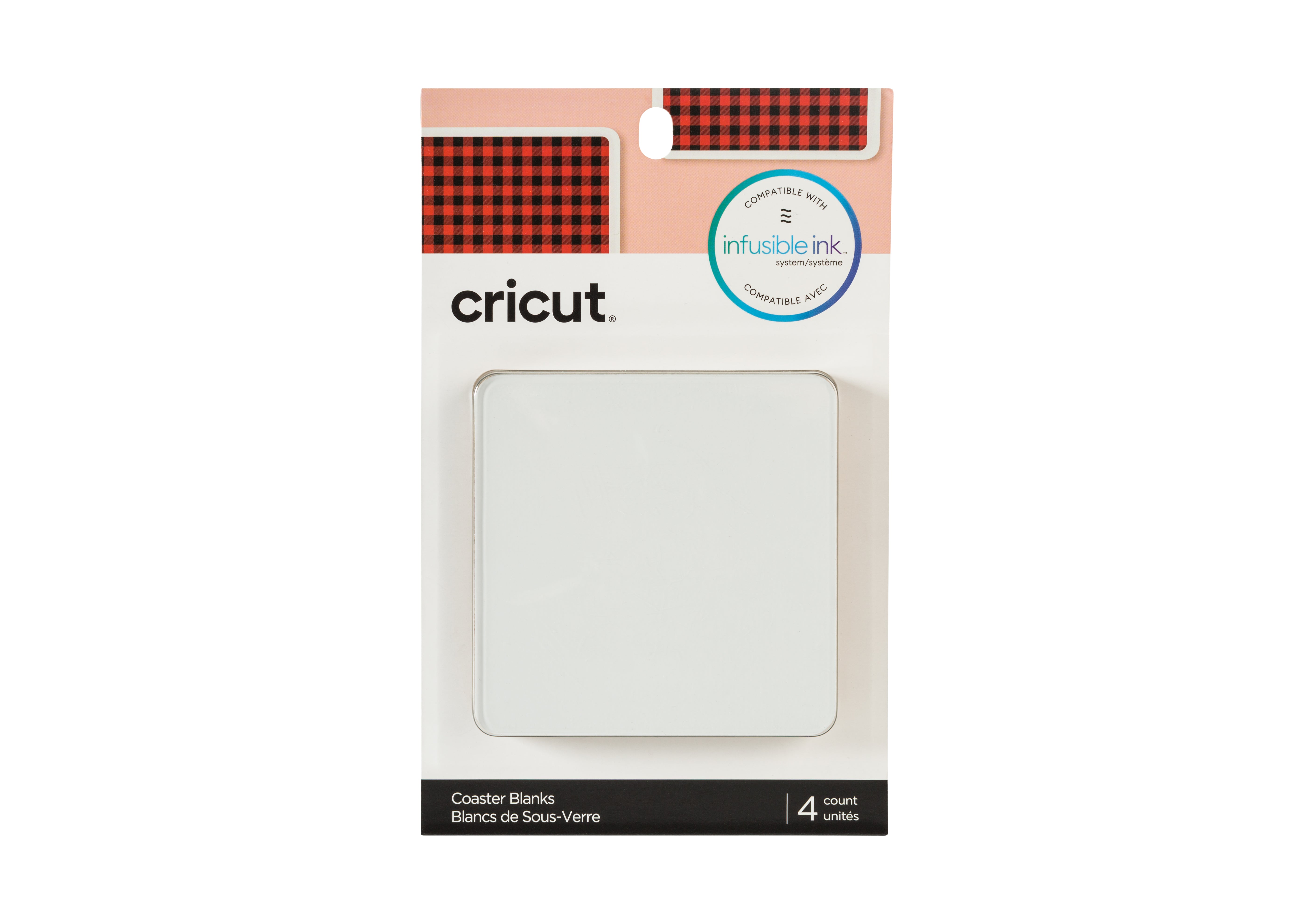 Cricut Untersetzer Infusible Ink – 4er Set, 9,5 × 9,5 cm, Keramik, Weiss, für Sublimation