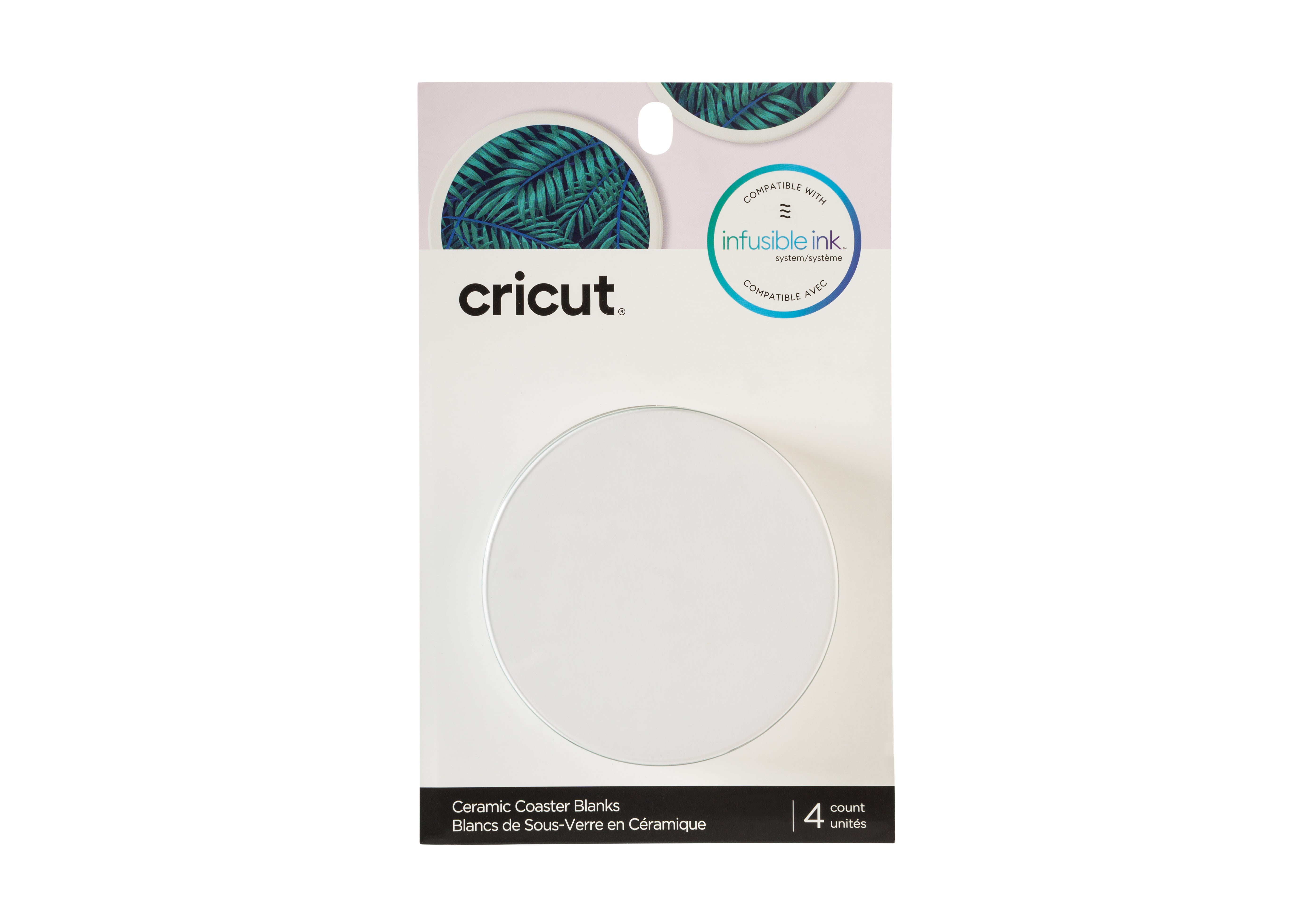 Cricut Untersetzer Infusible Ink – 4er Set, Ø 9,1 cm, Keramik, Weiss, für Sublimation