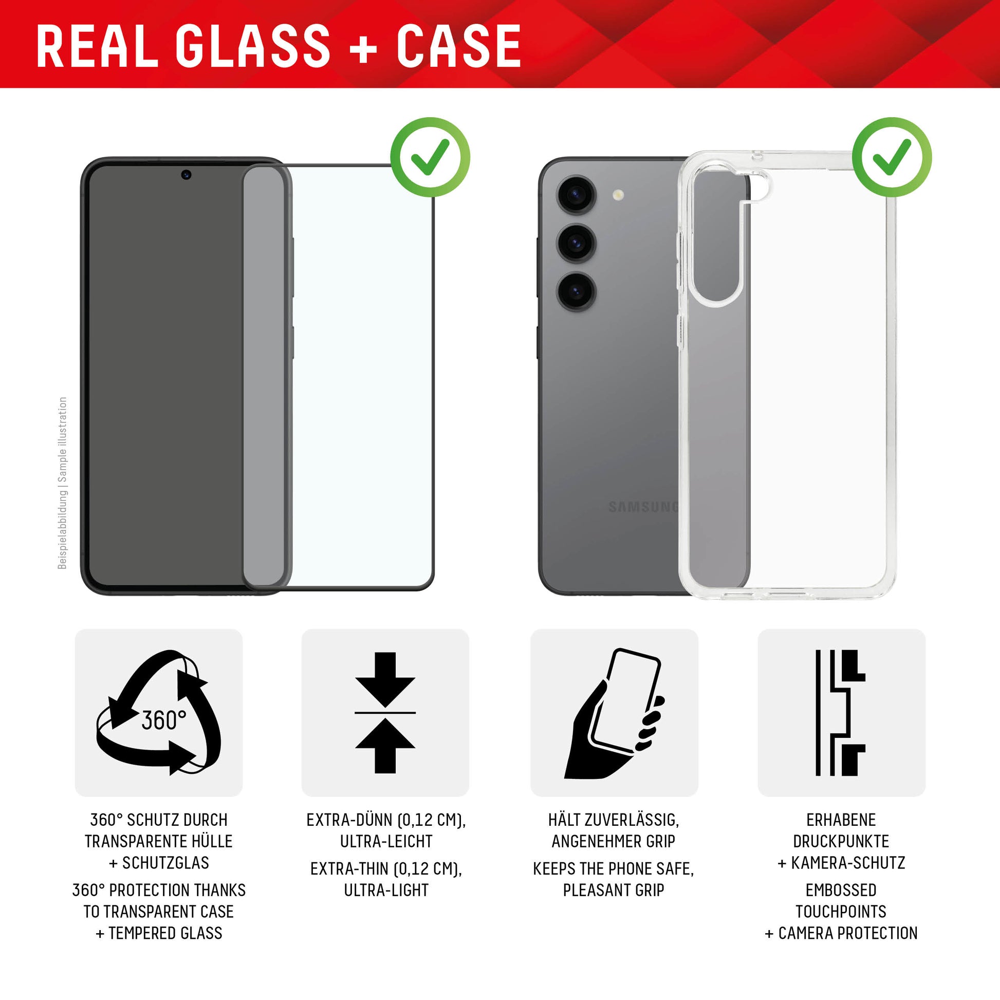 E.V.I. Backcover – für Samsung Galaxy S24 Ultra, Glas+TPU, Transparent