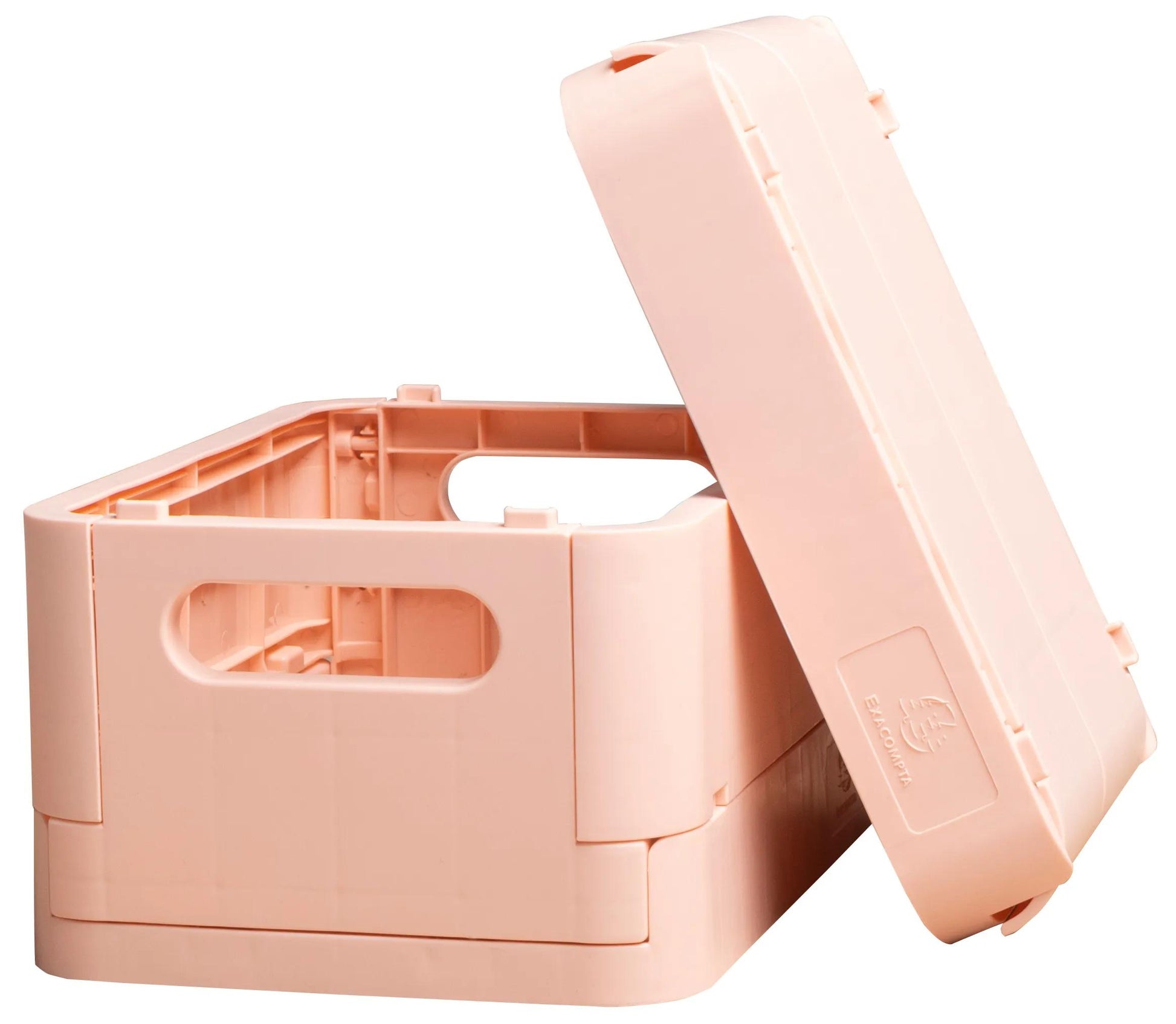 Exacompta Aufbewahrungsbox – für A6+, klappbar, hellrosa, Polypropylen (PP), B 188 × H 95 × T 138 mm