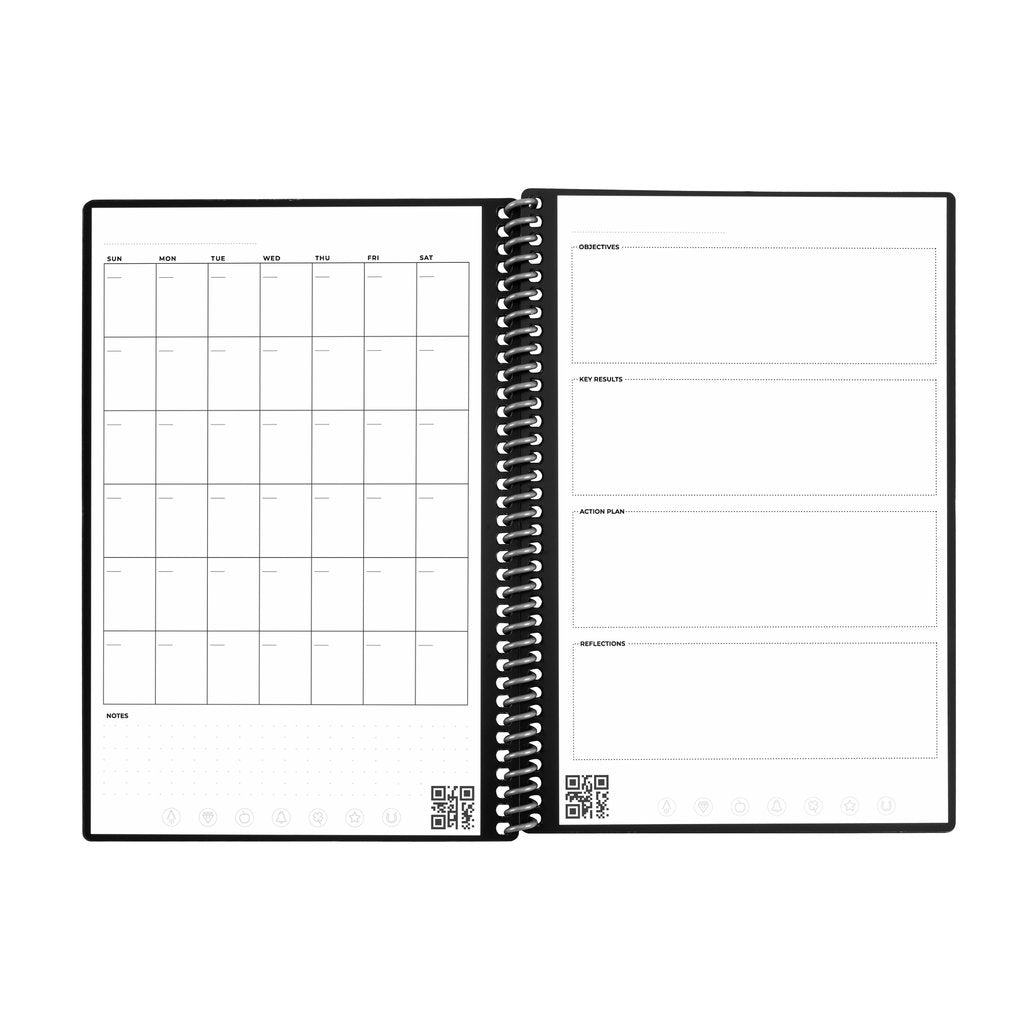 Rocketbook Spiralbuch, Spiralbindung, Hardcover, 42 Seiten, 90 g/m² – Schwarz, für Rocketbook App