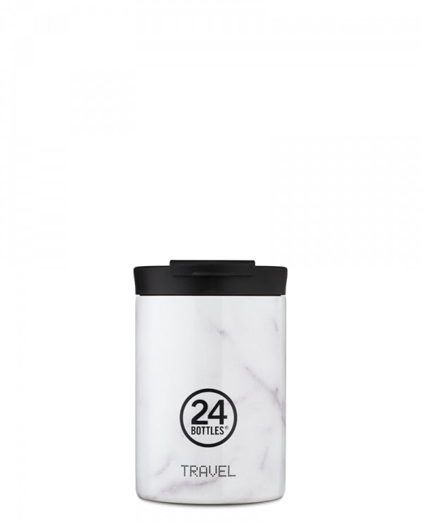 24Bottles Thermobecher Travel Tumbler – 3,5 dl – Edelstahl, isoliert, Sip&Go-Deckel – Carrara