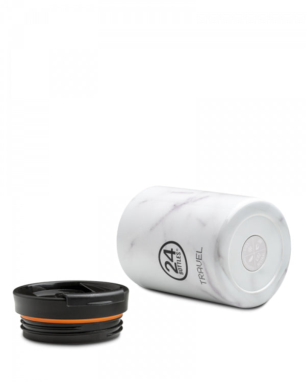 24Bottles Thermobecher Travel Tumbler – 3,5 dl – Edelstahl, isoliert, Sip&Go-Deckel – Carrara