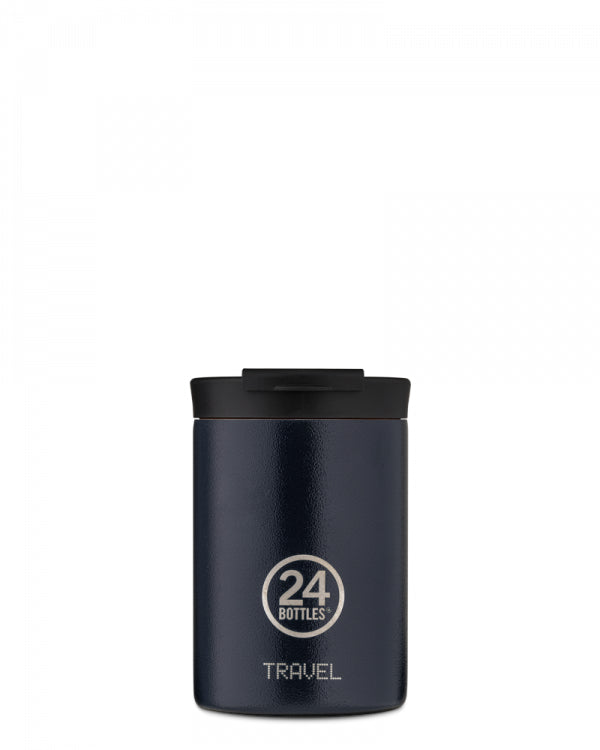 24Bottles Thermobecher Travel Tumbler – 3,5 dl – Edelstahl, isoliert, Sip&Go-Deckel – Dunkelblau