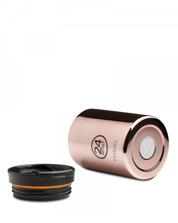 24Bottles Thermobecher Travel Tumbler – 3,5 dl – Edelstahl, isoliert, Sip&Go-Deckel – Roségold