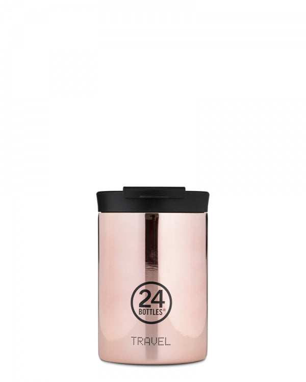 24Bottles Thermobecher Travel Tumbler – 3,5 dl – Edelstahl, isoliert, Sip&Go-Deckel – Roségold