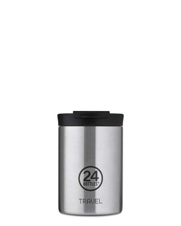 24Bottles Thermobecher Travel Tumbler – 3,5 dl – Edelstahl, isoliert, Sip&Go-Deckel – Steel