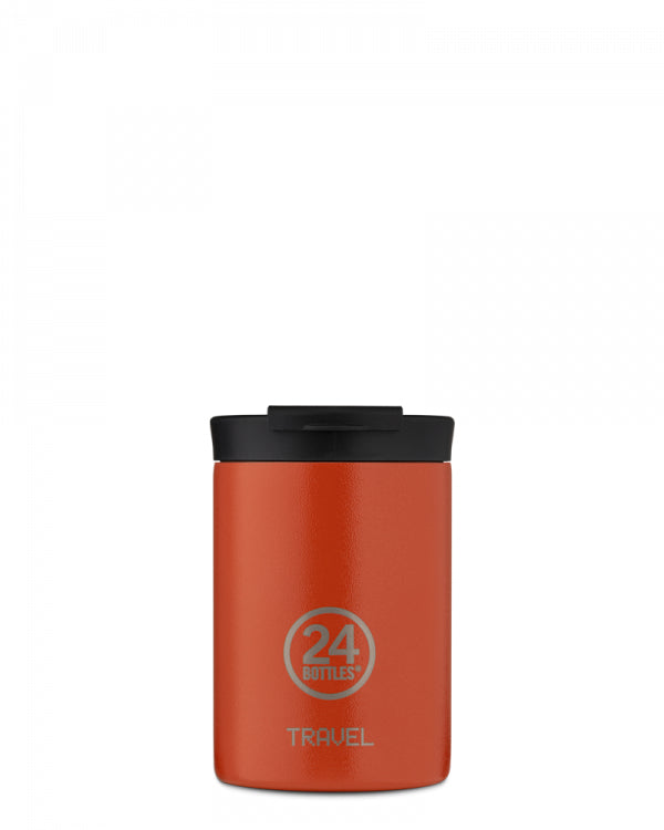 24Bottles Thermobecher Travel Tumbler – 3,5 dl – Edelstahl, isoliert, Sip&Go-Deckel – Sunset Orange