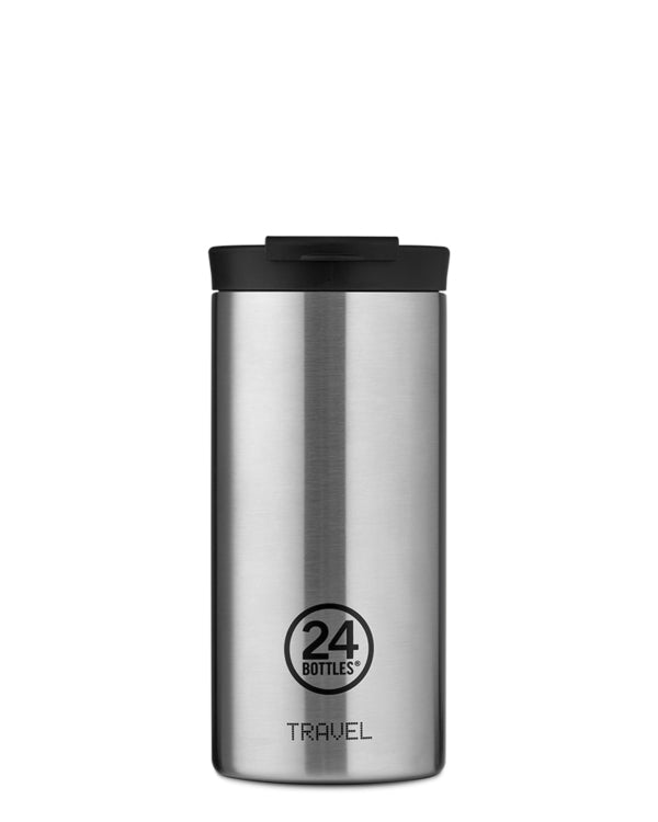 24Bottles Thermobecher Travel Tumbler – 6 dl – Edelstahl, isoliert, Sip&Go-Deckel – Steel