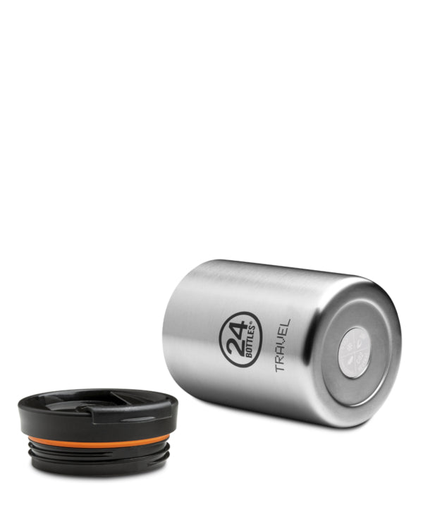24Bottles Thermobecher Travel Tumbler – 6 dl – Edelstahl, isoliert, Sip&Go-Deckel – Steel