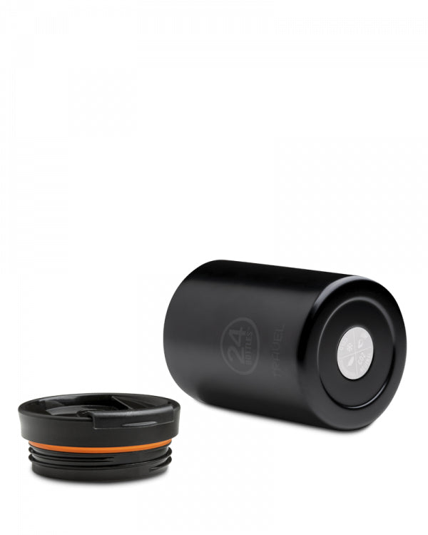 24Bottles Thermobecher Travel Tumbler – 6 dl – Edelstahl, isoliert, Sip&Go-Deckel – Tuxedo Black
