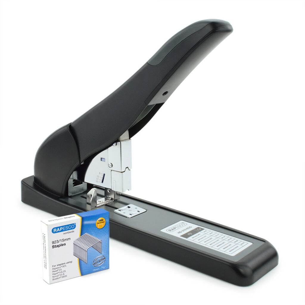 Rapesco ECO HD-210 – Blockhefter, 210 Blatt, Frontlademechanik, Einlegetiefe 67 mm, Schwarz