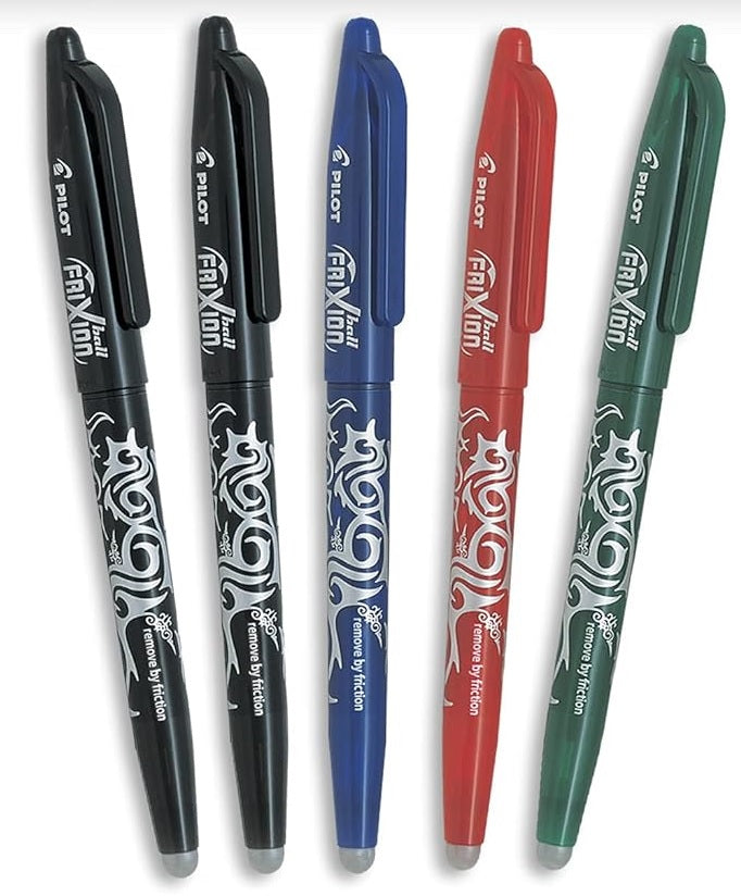 Pilot FriXion Ball – Radierbarer Tintenroller-Set mit Kappe, 0,7 mm, farbig sortiert, 5er Beutel