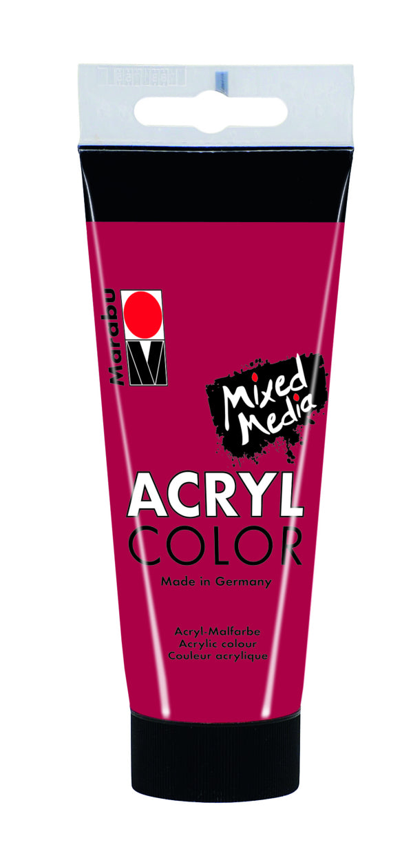 Marabu Acrylfarbe – Karminrot 032, wasserfest – 100 ml, Tube – für Leinwand, Papier, Holz