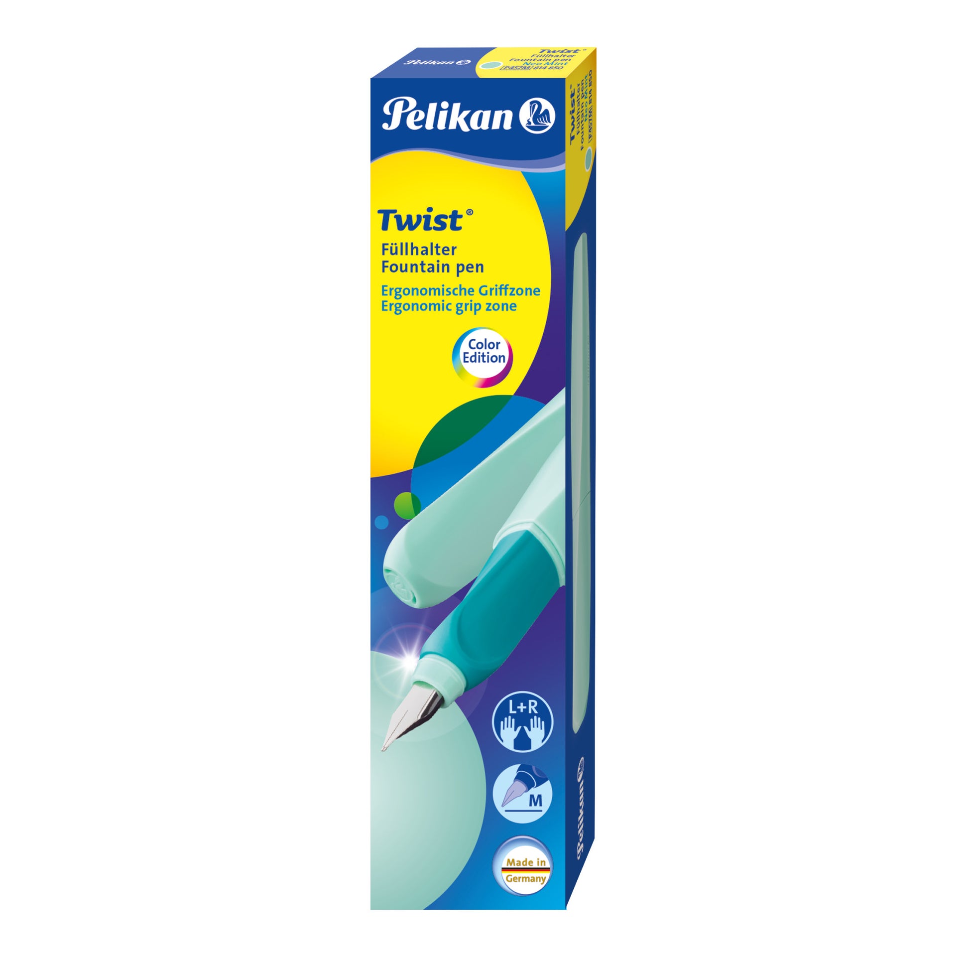 Pelikan Twist Neo Mint – Federspitze M – für Rechts- & Linkshänder – Mint, Blau – Patronen
