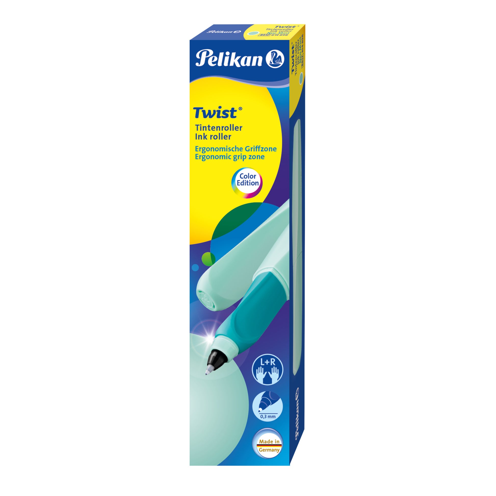 Pelikan Twist – Tintenroller, mit Kappe, 0,4 mm, blau, für Rechts- und Linkshänder
