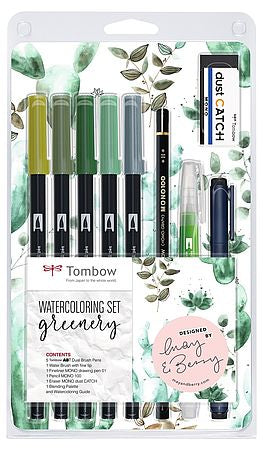 Tombow Watercoloring-Set Handlettering Greenery – 10-teilig