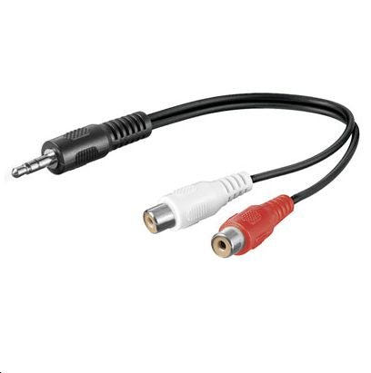 Microconnect 3,5-mm-auf-2×-Cinch-Adapterkabel – 3,5-mm-Klinke Stecker–2× Cinch Buchse – 0,2 m