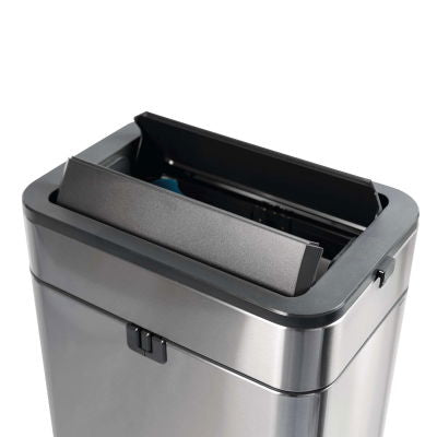 MAUL Schwingdeckel-Abfalleimer Wing – 40 l – Edelstahl, rechteckig – schwarz/silber