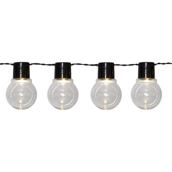 Star Trading Solar-Lichterkette – 10 LEDs – 0,3 W – Warmweiss – Solarbetrieb – Starterset – Schwarz