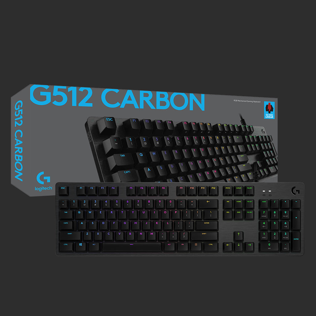 Logitech G G512 Carbon – Gaming-Tastatur – Mechanisch (GX Red) – USB – RGB – QWERTY (US-INT) – Karbon