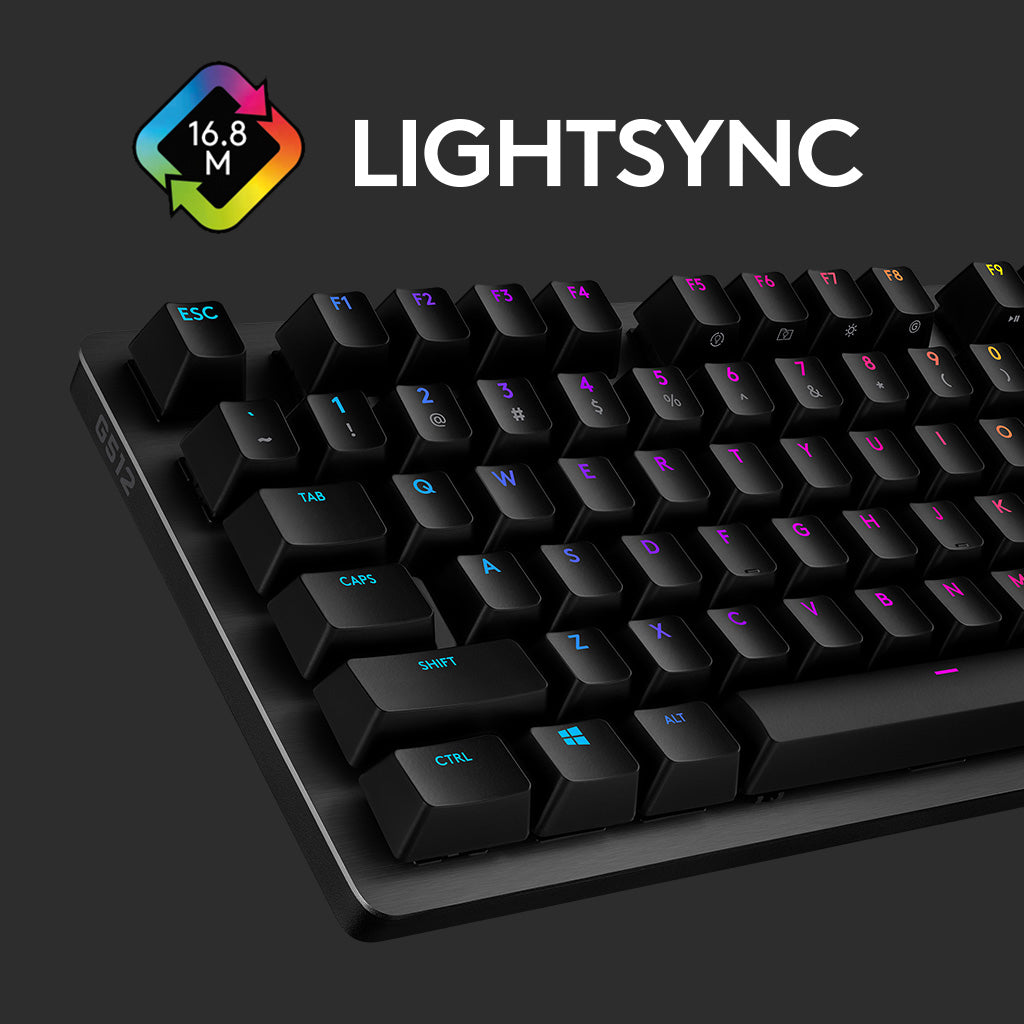 Logitech G G512 Carbon – Gaming-Tastatur – Mechanisch (GX Red) – USB – RGB – QWERTY (US-INT) – Karbon