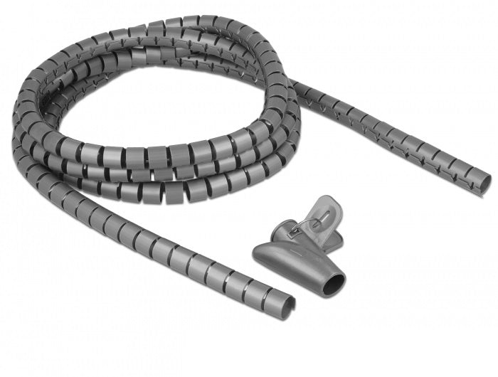 DeLOCK Kabelschlauch Ø 15 mm × 2,5 m, wiederverwendbar – grau