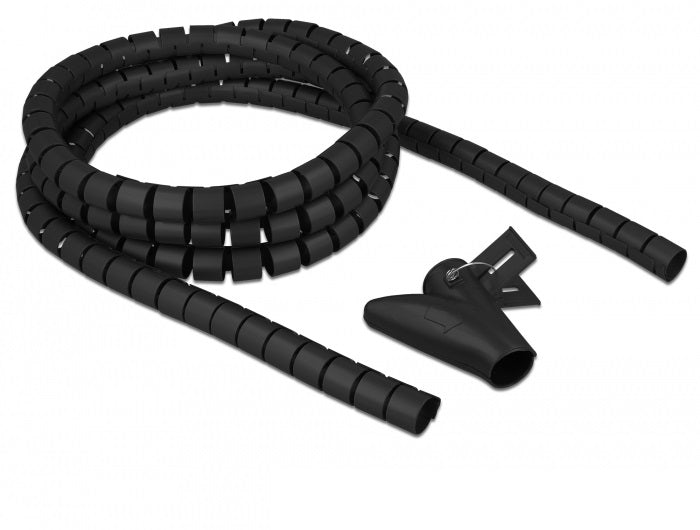 DeLOCK Kabelschlauch Ø 20 mm × 2,5 m, Polyurethan (PU), wiederverwendbar – schwarz