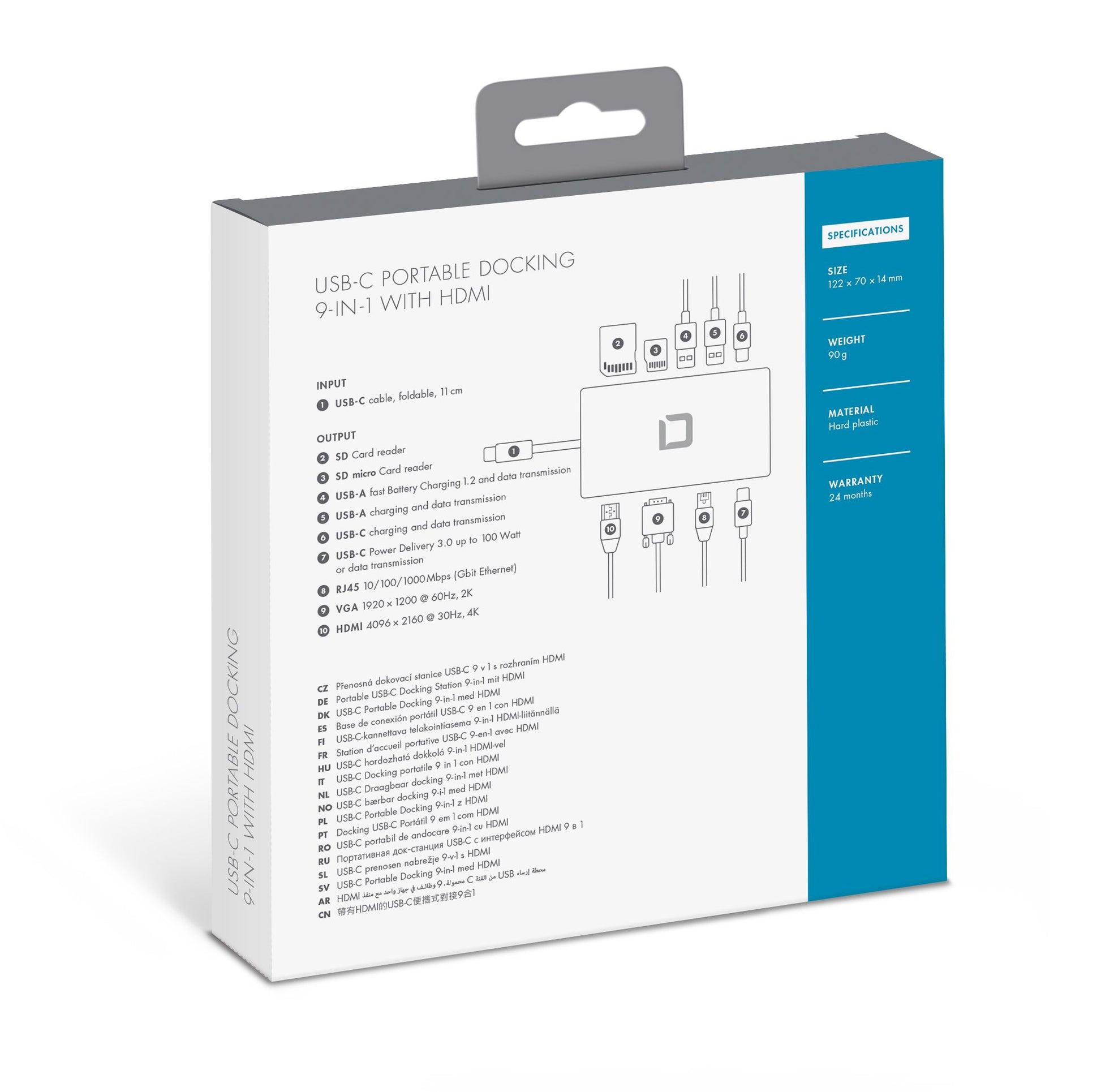 DICOTA D31729 Multiport-Adapter – USB-C, 1× HDMI, 1× VGA, 2× USB-A, 100 W PD, GbE, SD/microSD