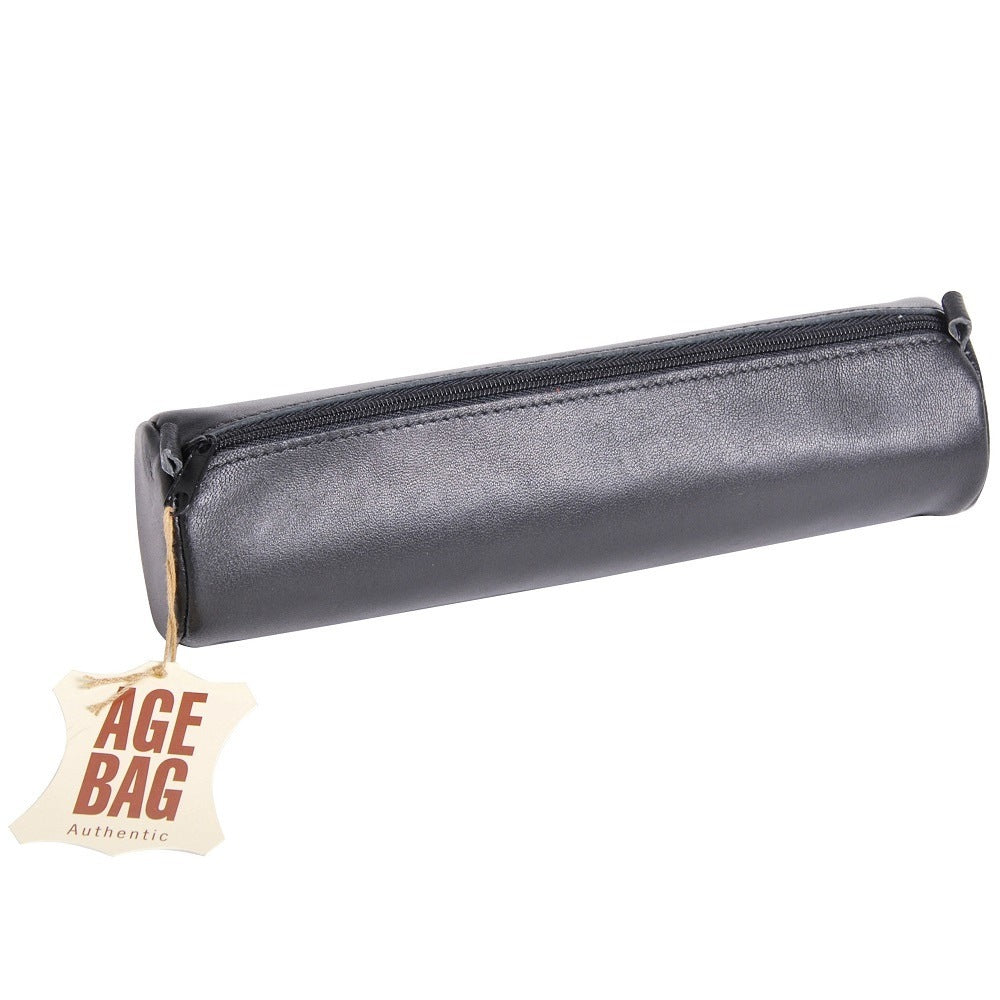 Clairefontaine Age Bag – Schlamperetui, schwarz, Leder, 21 × 6 cm