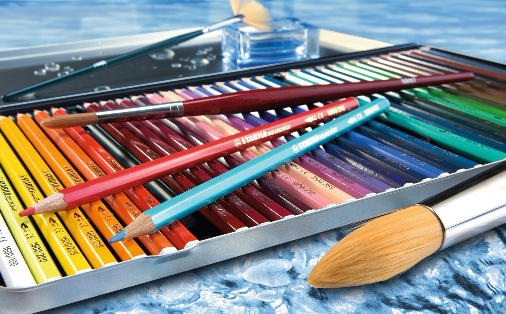 STABILO Aquarellfarbstifte aquacolor ARTY – Minen-Ø 2,8 mm, 12 Farben, im Metalletui
