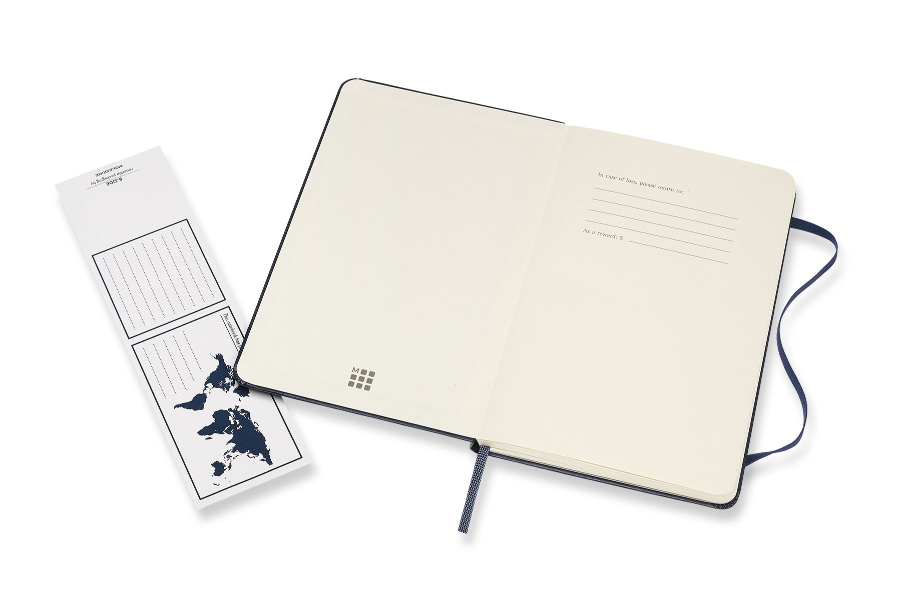 Moleskine Notizbuch – 115 × 180 mm – liniert – 208 Seiten – Hardcover, Gummiband, Tasche, blau