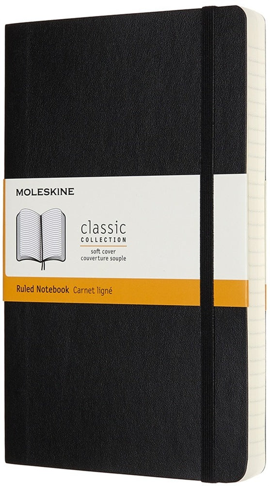 Moleskine Notizbuch, 130 × 210 mm, liniert, Leimbindung, Softcover, 400 Seiten, 70 g/m² – schwarz