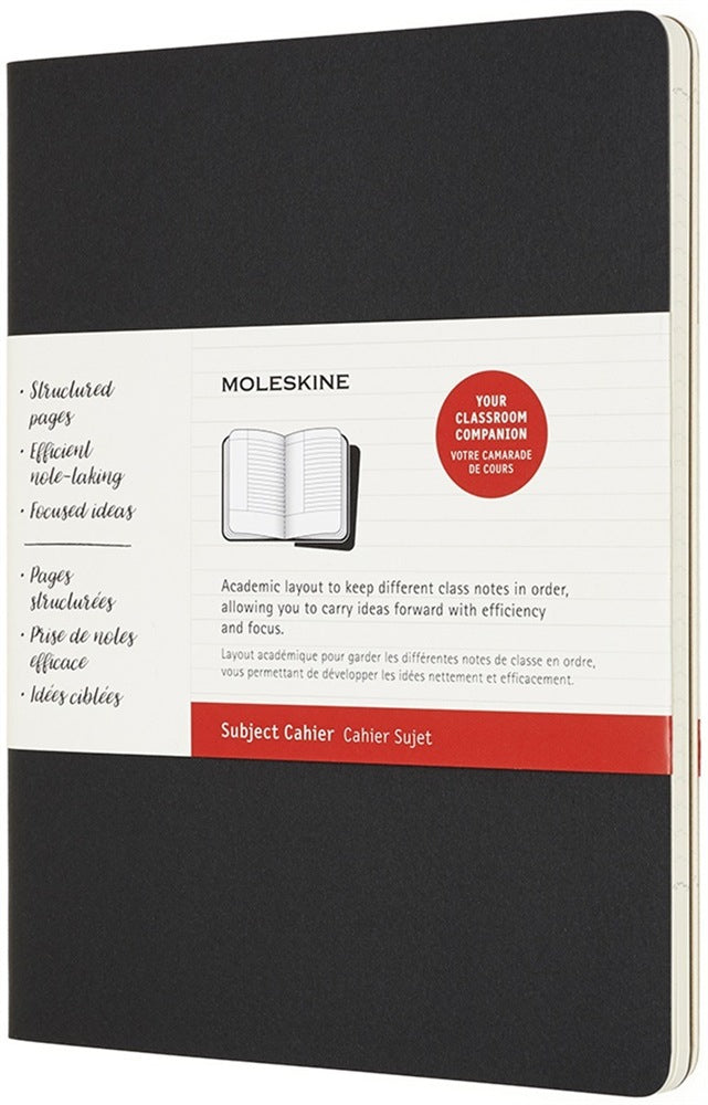 Moleskine Studien Notizheft – XLarge – Liniert – Abgerundete Ecken, Heraustrennbare Blätter – Schwarz