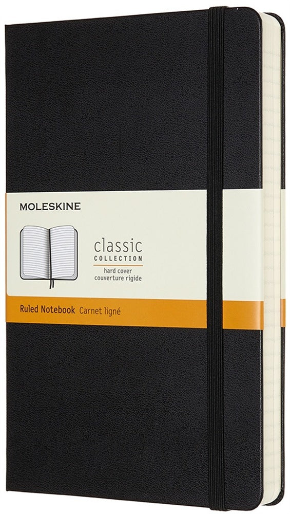 Moleskine Notizbuch Classic Collection, 130 × 210 mm, liniert, Leimbindung, Hardcover, 400 Seiten – schwarz