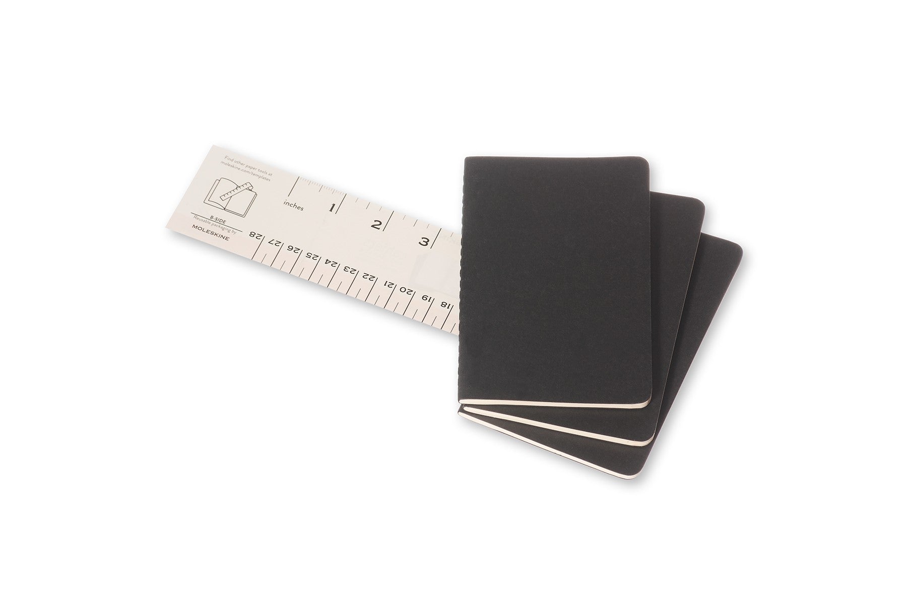 Moleskine Notizheft, 90 × 140 mm, blanko, Fadenheftung, Karton, 64 Seiten – schwarz, 3er-Pack