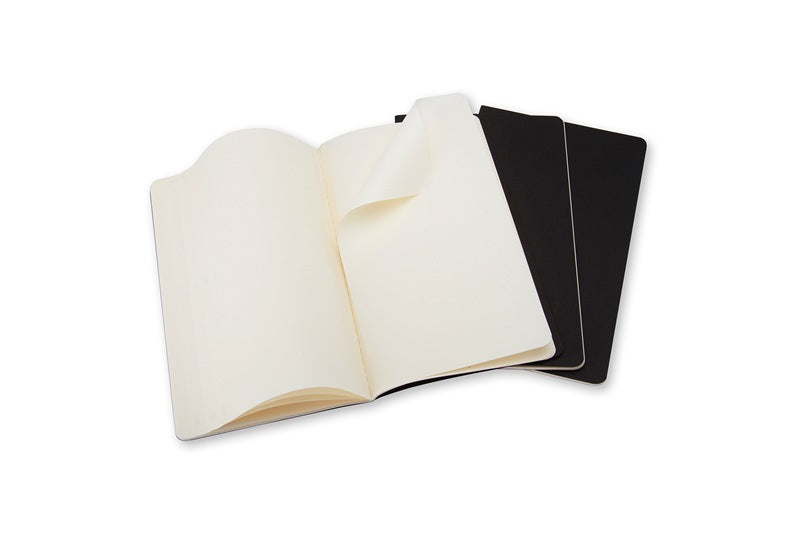 Moleskine Notizheft, 90 × 140 mm, blanko, Fadenheftung, Karton, 64 Seiten – schwarz, 3er-Pack